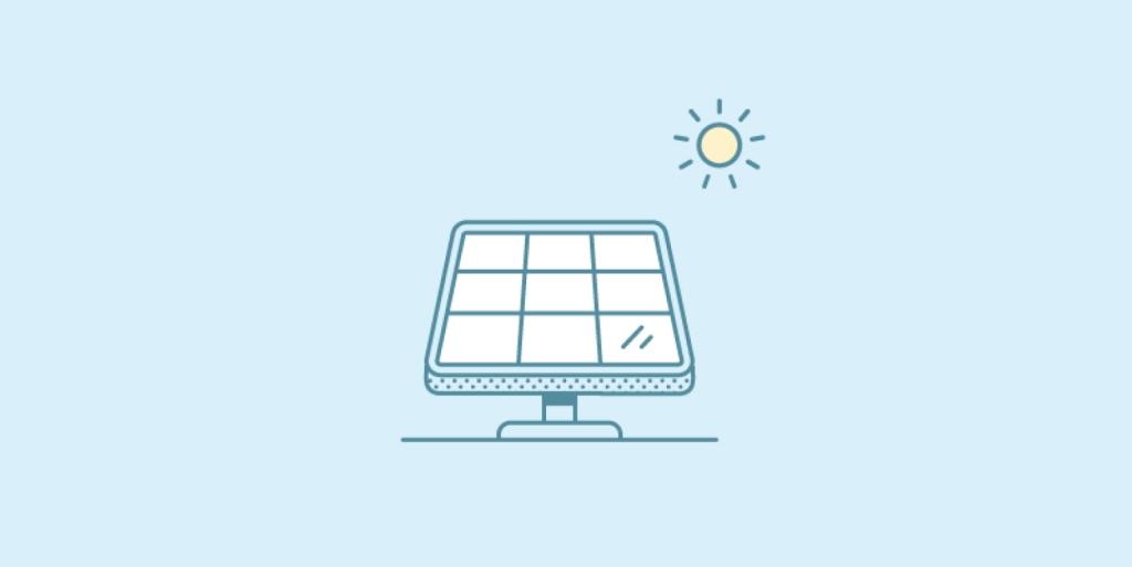 Graphic image of solar panel receiving sunlight from the sun