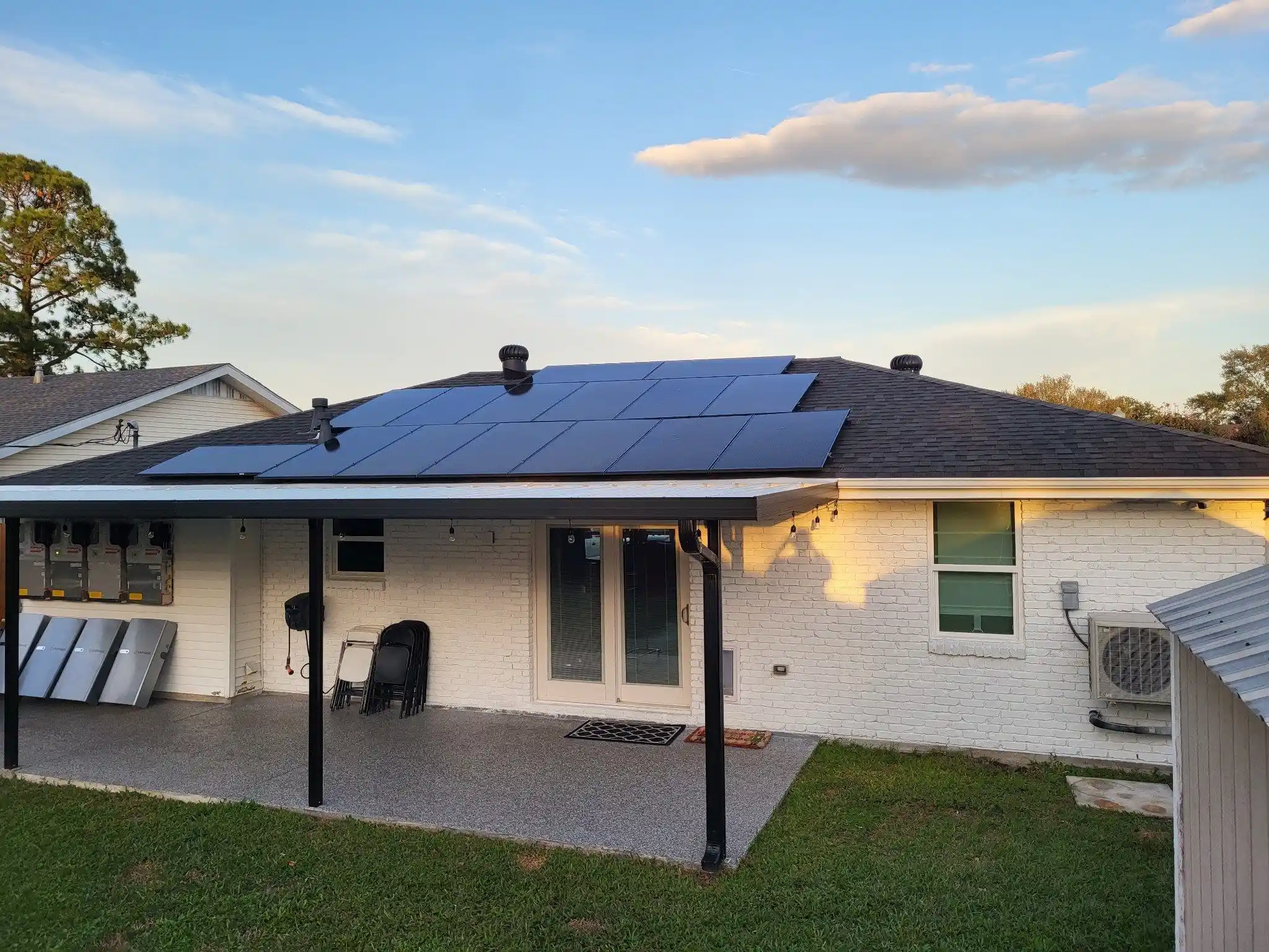 Modern home with rooftop solar panels